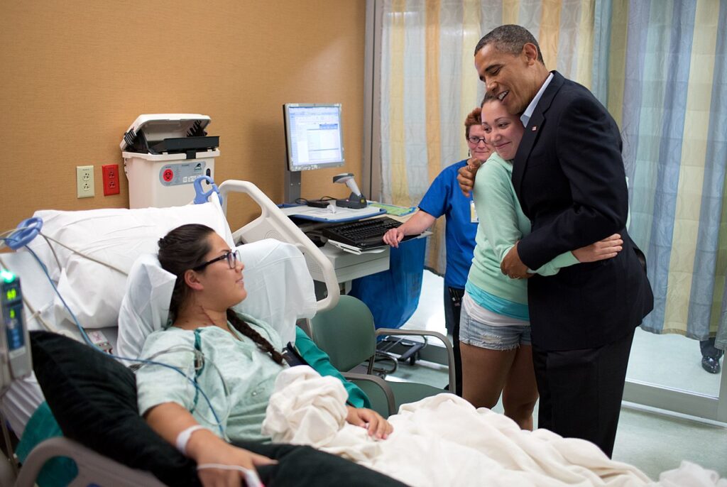 Barack Obama visiting victims of 2012 Aurora shooting