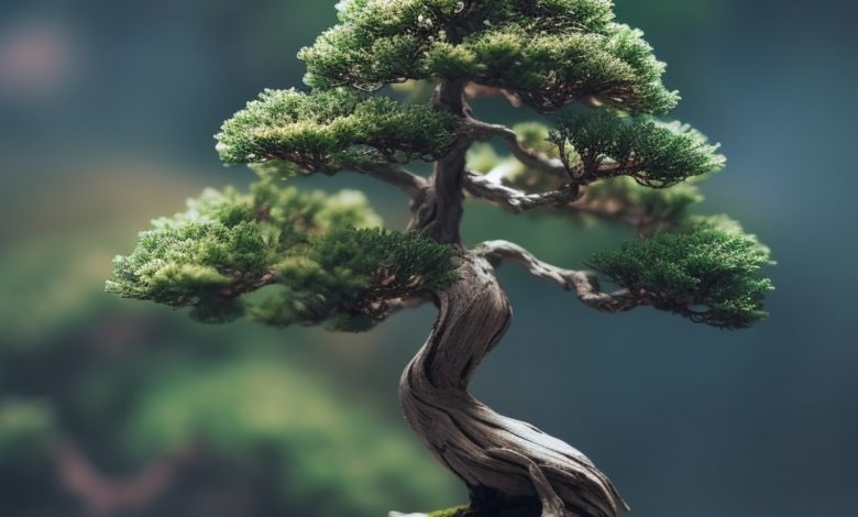 fundo de papel de parede de arvore verde bonsai gerado por ia